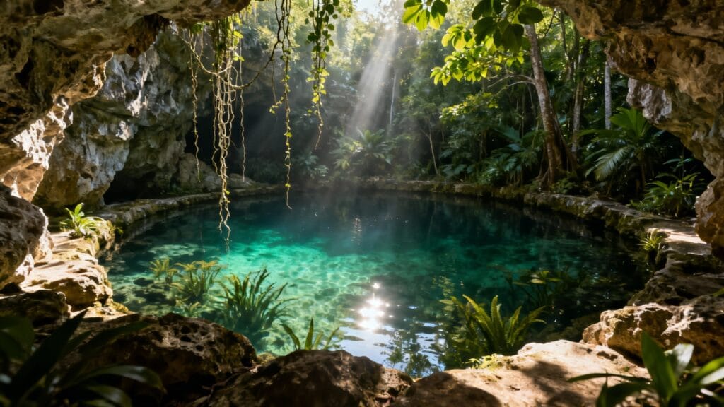 Cenote à l’eau claire dans la jungle