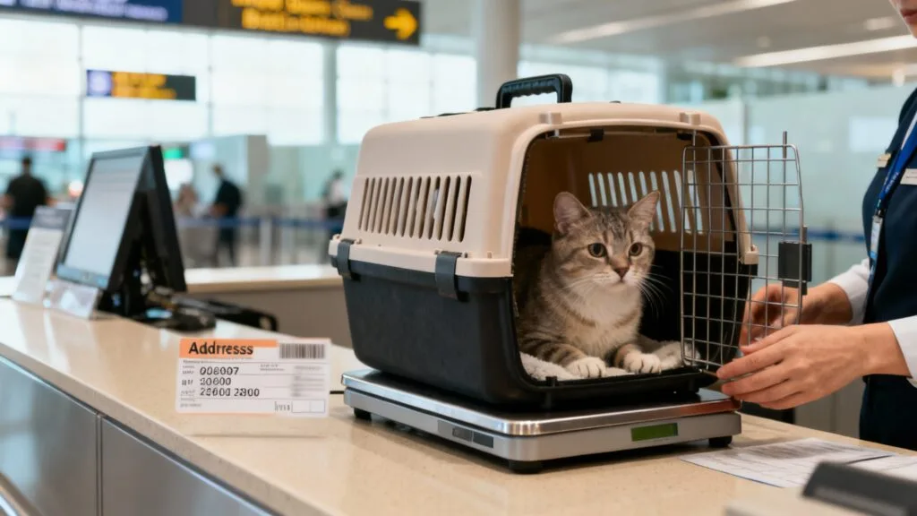 Caisse IATA pour chat pesée avant vol en cabine
