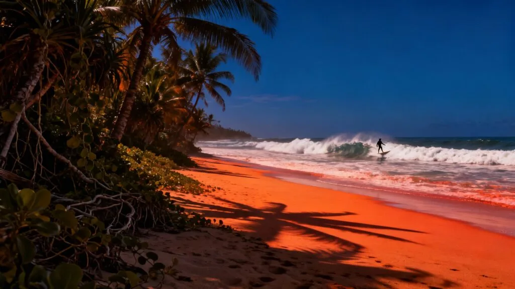 Plage du Pacifique avec jungle et vagues douces