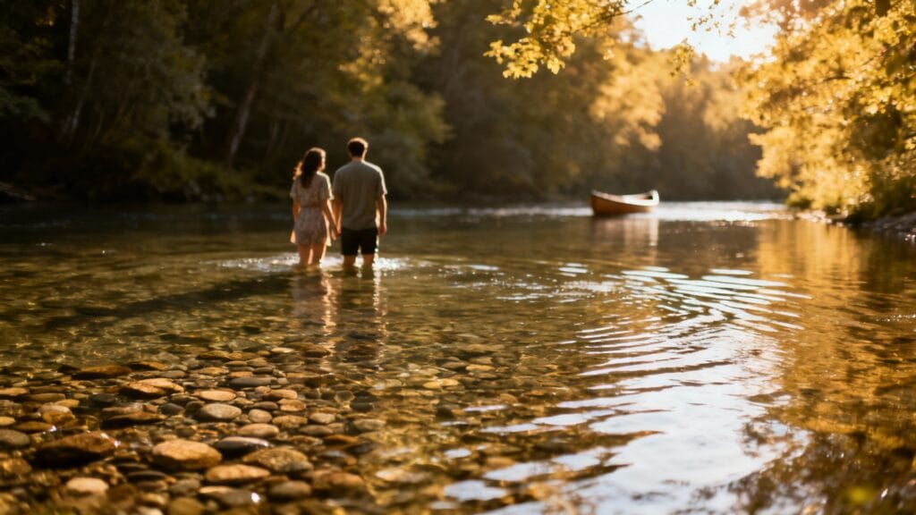 Eau claire d’une petite rivière, coin calme pour se baigner