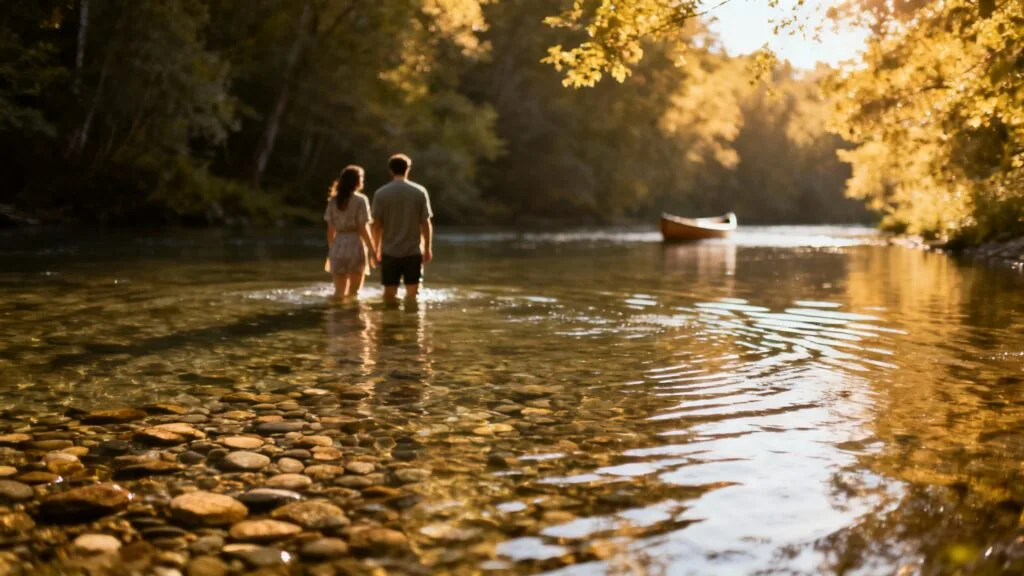 Eau claire d’une petite rivière, coin calme pour se baigner