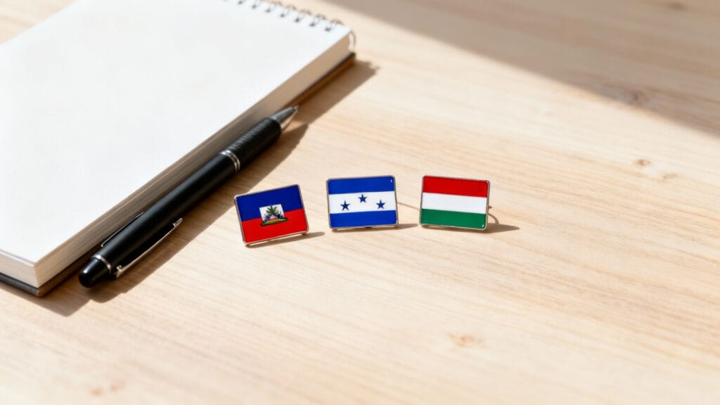Mini-drapeaux et carnet pour capitales et codes ISO des pays en h