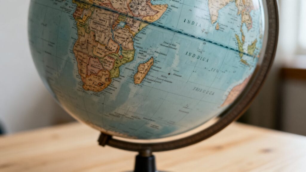 Globe centré sur l’océan Indien et l’Afrique de l’Est