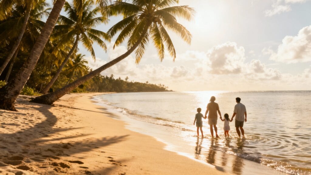 Plage peu profonde idéale pour familles en mai
