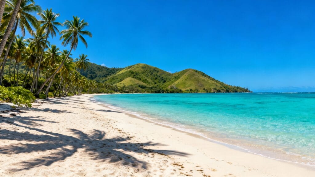 Plage tropicale et eau turquoise aux Caraïbes