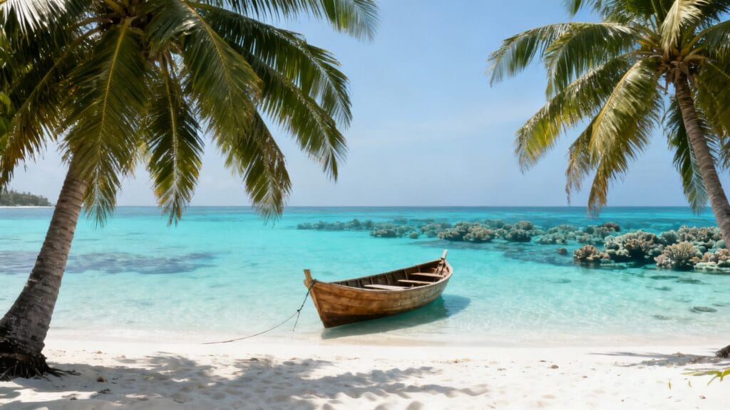 Lagon turquoise et palmiers, mer chaude en octobre