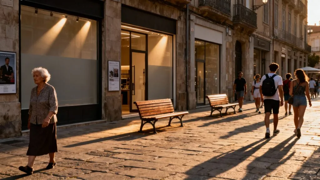 Rue piétonne calme : sentiment d’insécurité contrasté