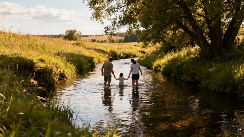 Vallée verdoyante et eau fraîche pour baignade en rivière
