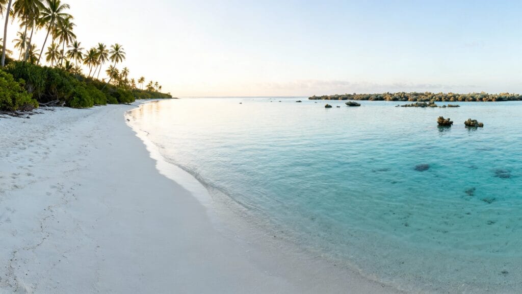 Lagon turquoise et mer calme, parfaits pour une mer chaude en avril