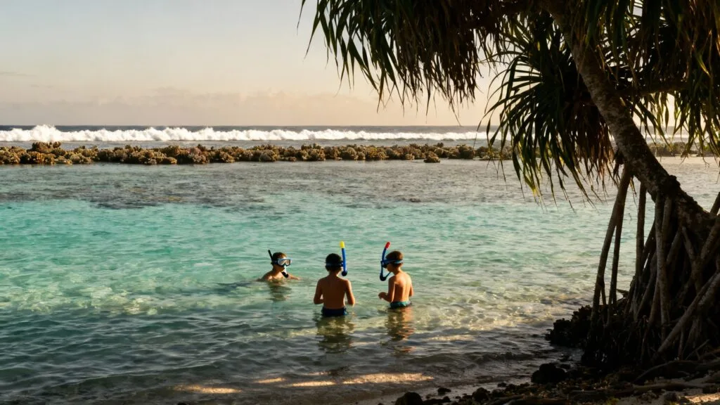Lagon peu profond propice au snorkeling familial