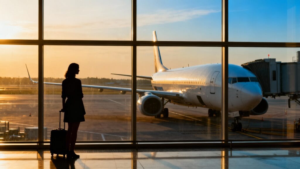 Voyageuse face au tarmac, temps de vol long‑courrier vers la Nouvelle‑Zélande