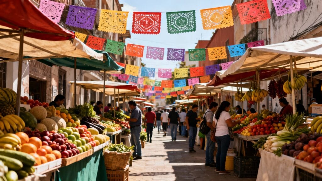 Rue colorée au Mexique et tourisme en Amérique du Nord