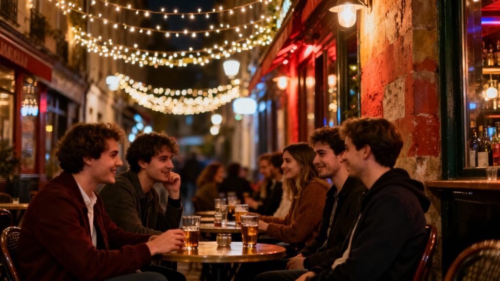 Rue de bars la nuit, sécurité nuit Turin et vigilance