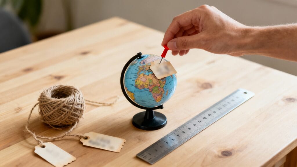 Mesure sur globe pour distances depuis l’outre‑mer français