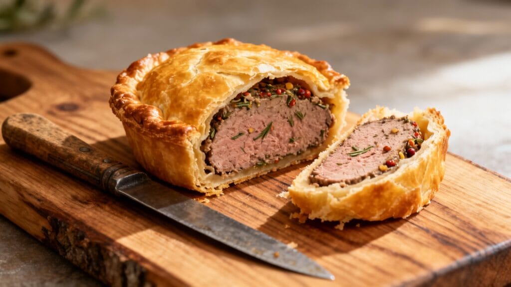 Pâté gaumais, tourte dorée à la viande marinée