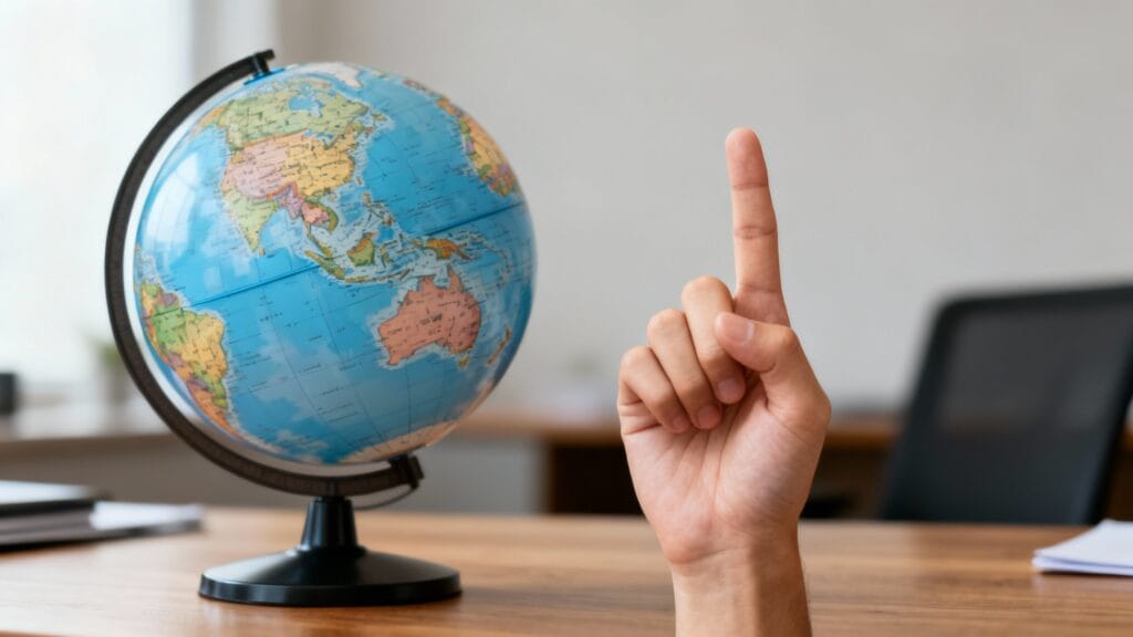 Concept visuel montrant un seul pays en Q près d’un globe