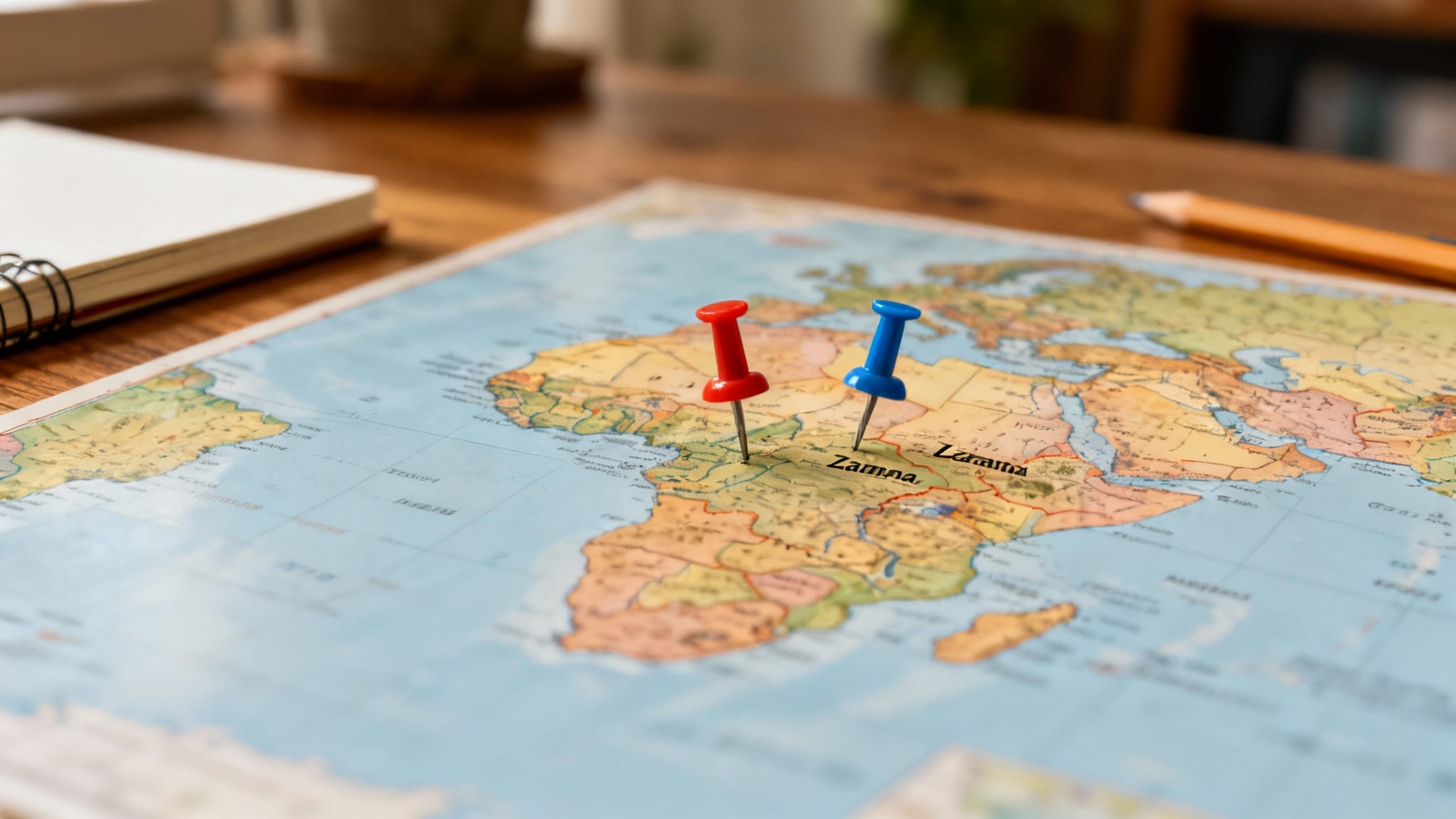 Carte d’Afrique des pays en z, Zambie et Zimbabwe