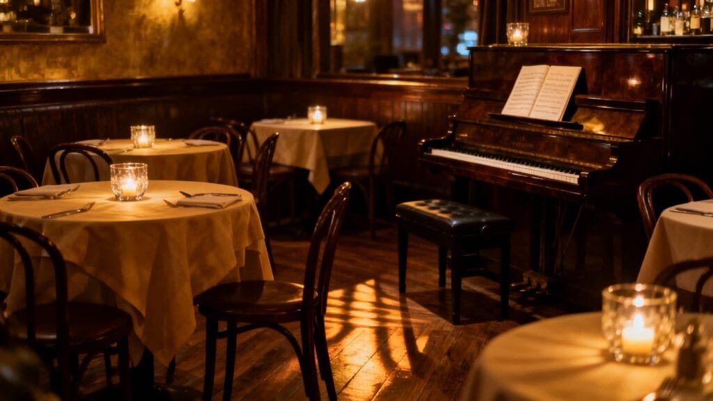 Ambiance piano-bar cosy pour dîner romantique