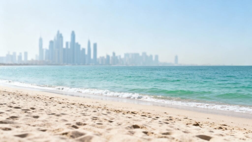 Plage urbaine et mer calme, vol court pour avril au soleil
