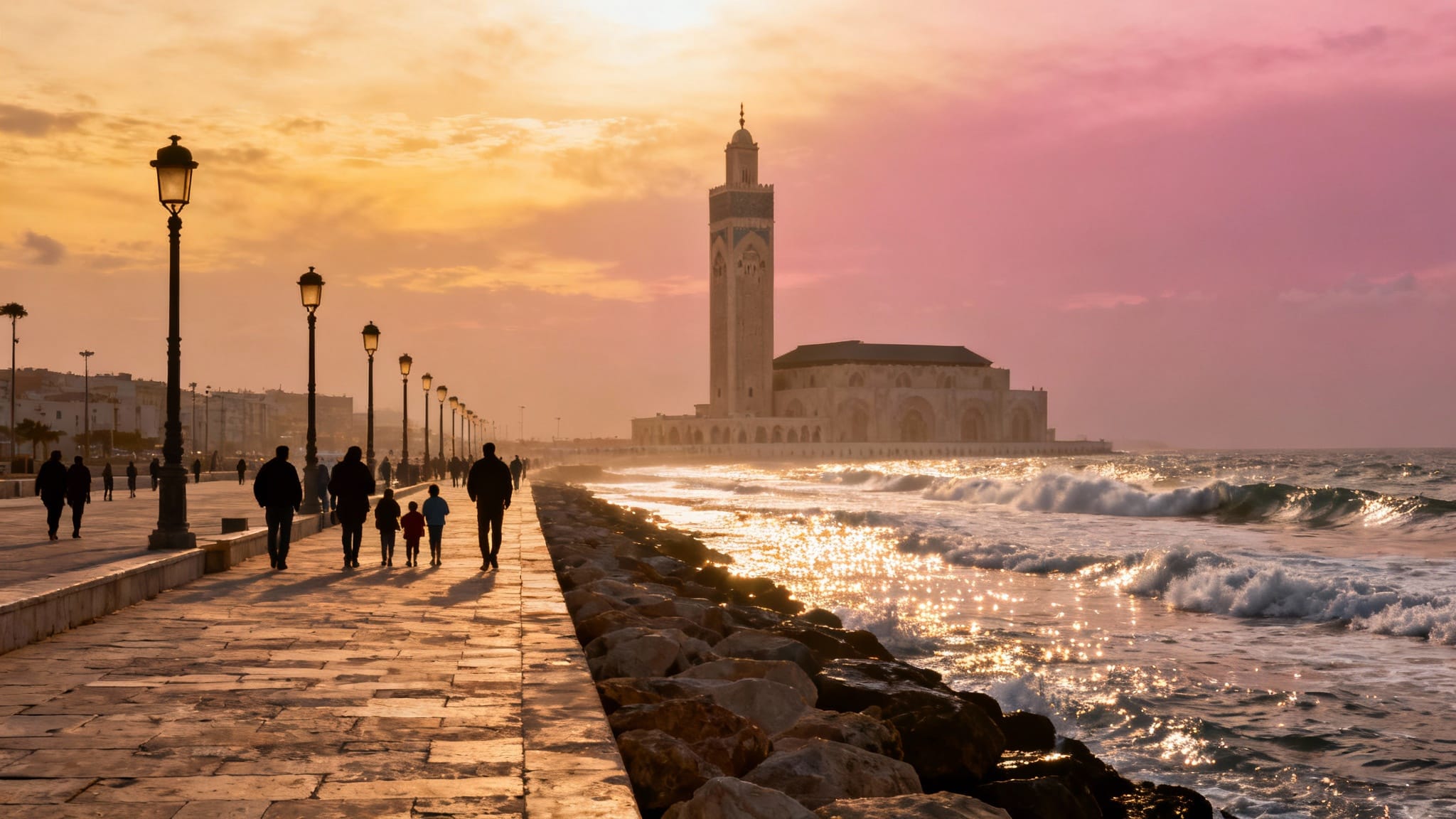 Que faire à Casablanca : promenade océanique au sunset