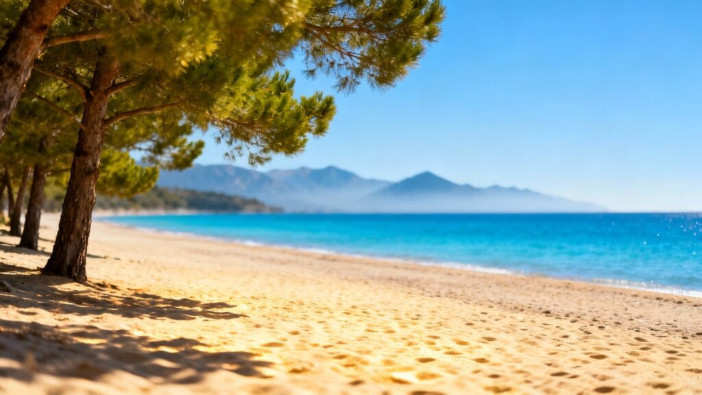 Plage ensoleillée avec mer chaude en Méditerranée