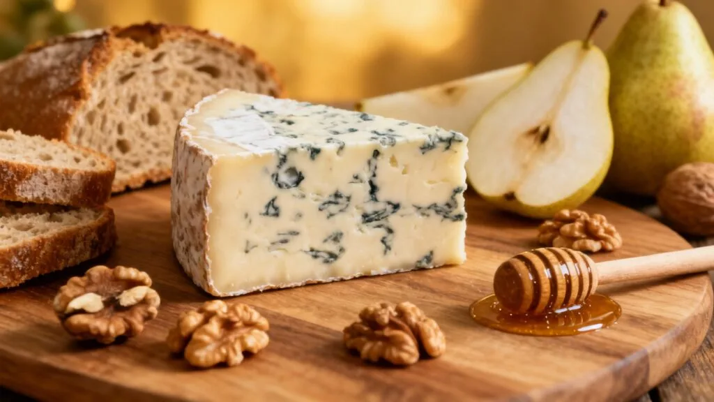 Fromages de l’Aveyron, roquefort AOP avec noix et miel