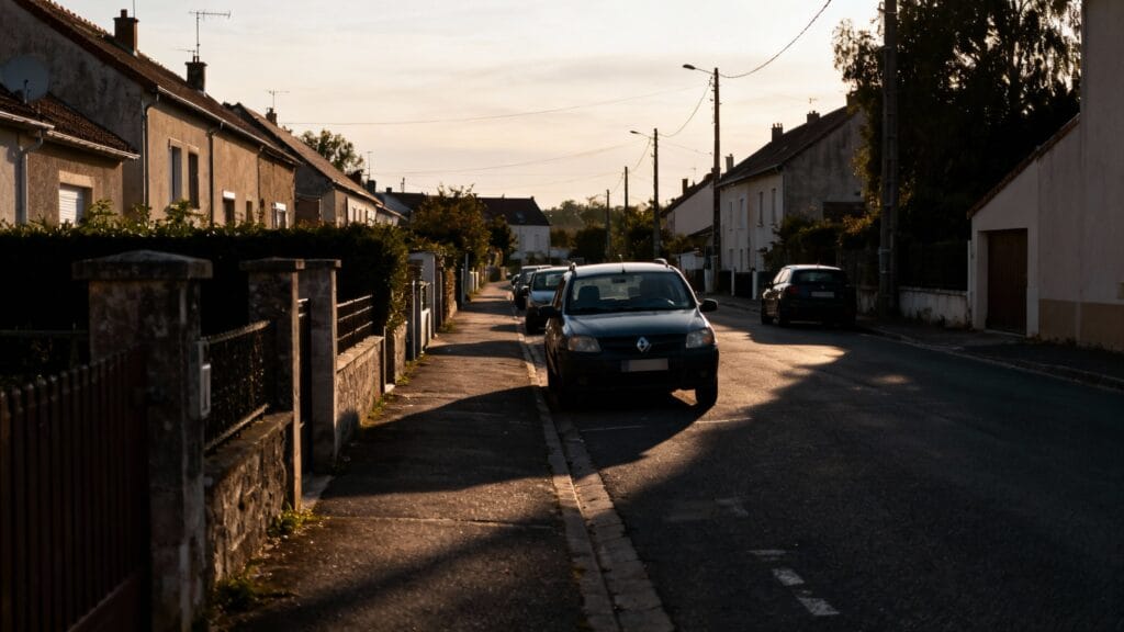Quartier résidentiel avec risques de criminalité urbaine