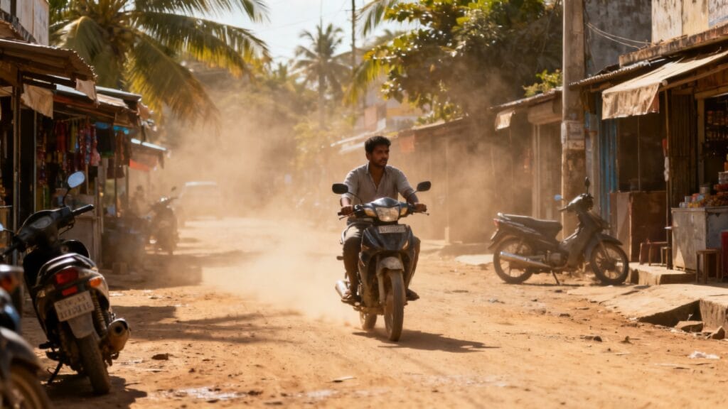 Rue tropicale avec risques pour voyageurs isolés