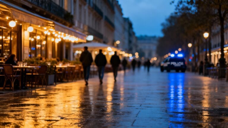 Rue piétonne au crépuscule évoquant saint-brieuc ville dangereuse