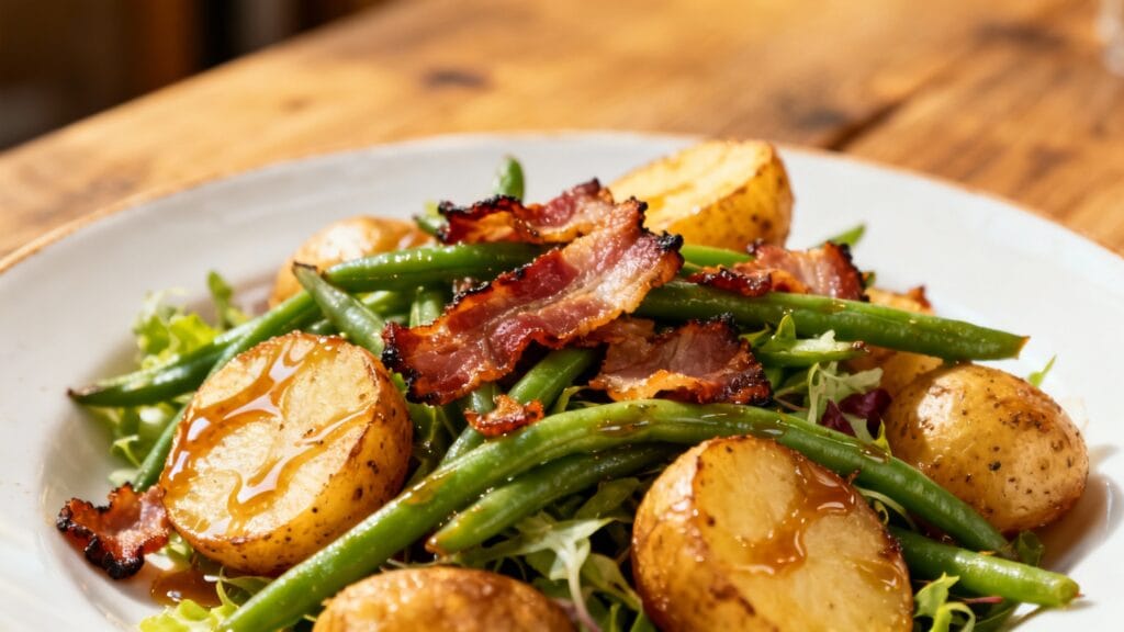 Salade liégeoise avec lardons et haricots verts