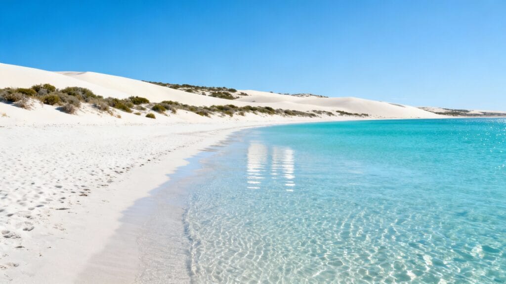 Eaux peu profondes turquoise pour se baigner en octobre