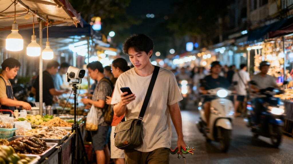 Sécurité Malaisie, vigilance dans un marché nocturne
