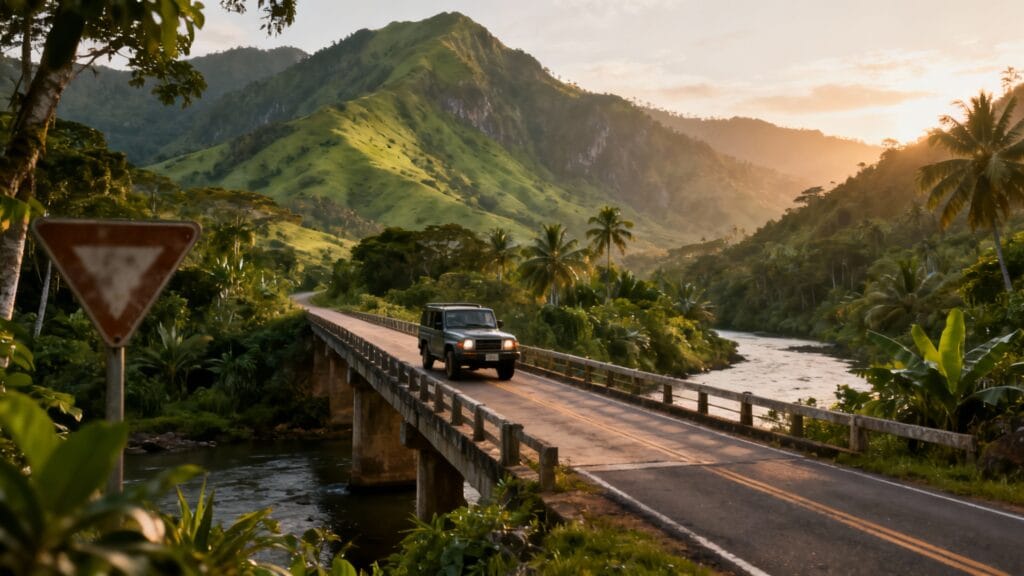 Sécurité routière au Costa Rica sur pont à une voie