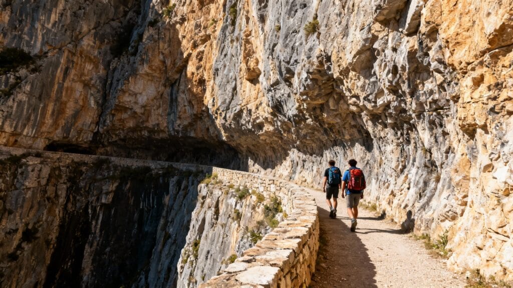 Chemin de randonnée au-dessus de gorges escarpées