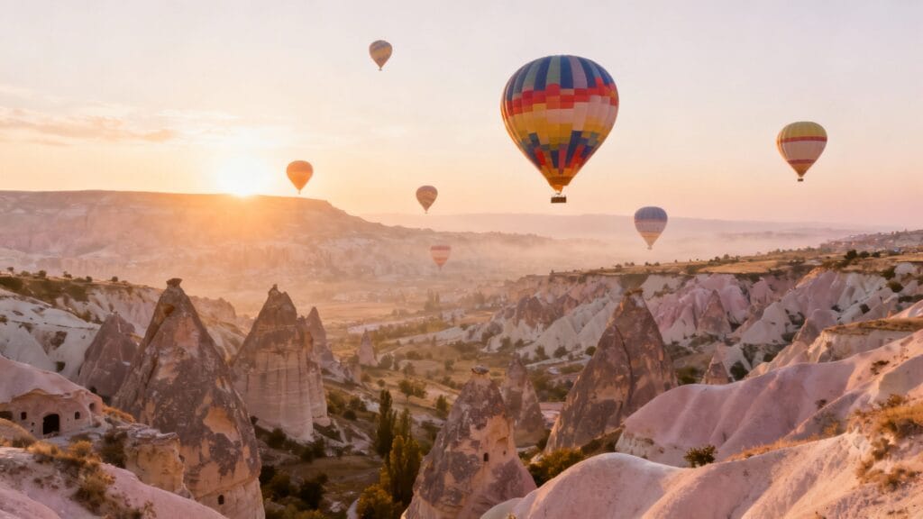 Lever de soleil sur paysages emblématiques de Turquie