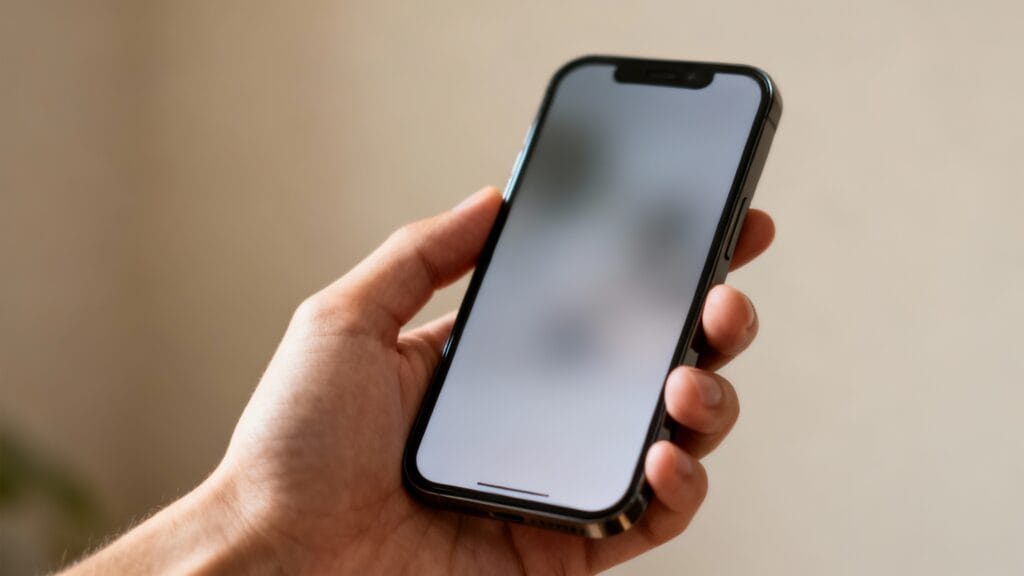 Main tenant un smartphone, appel d’urgence en cours