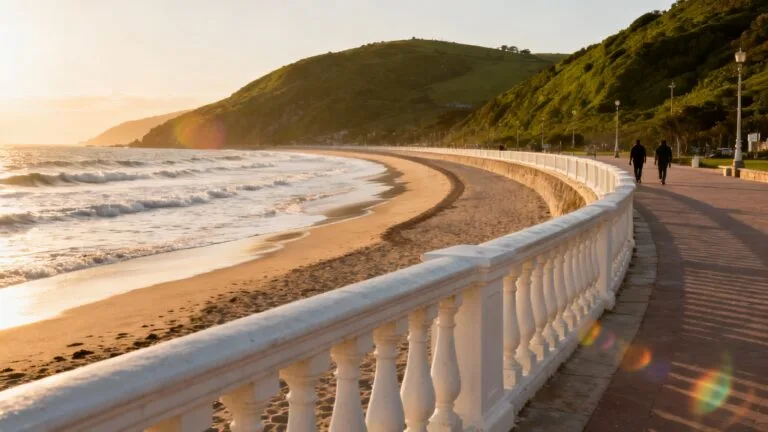 Baie et colline au coucher du soleil pour visiter le nord de l’Espagne
