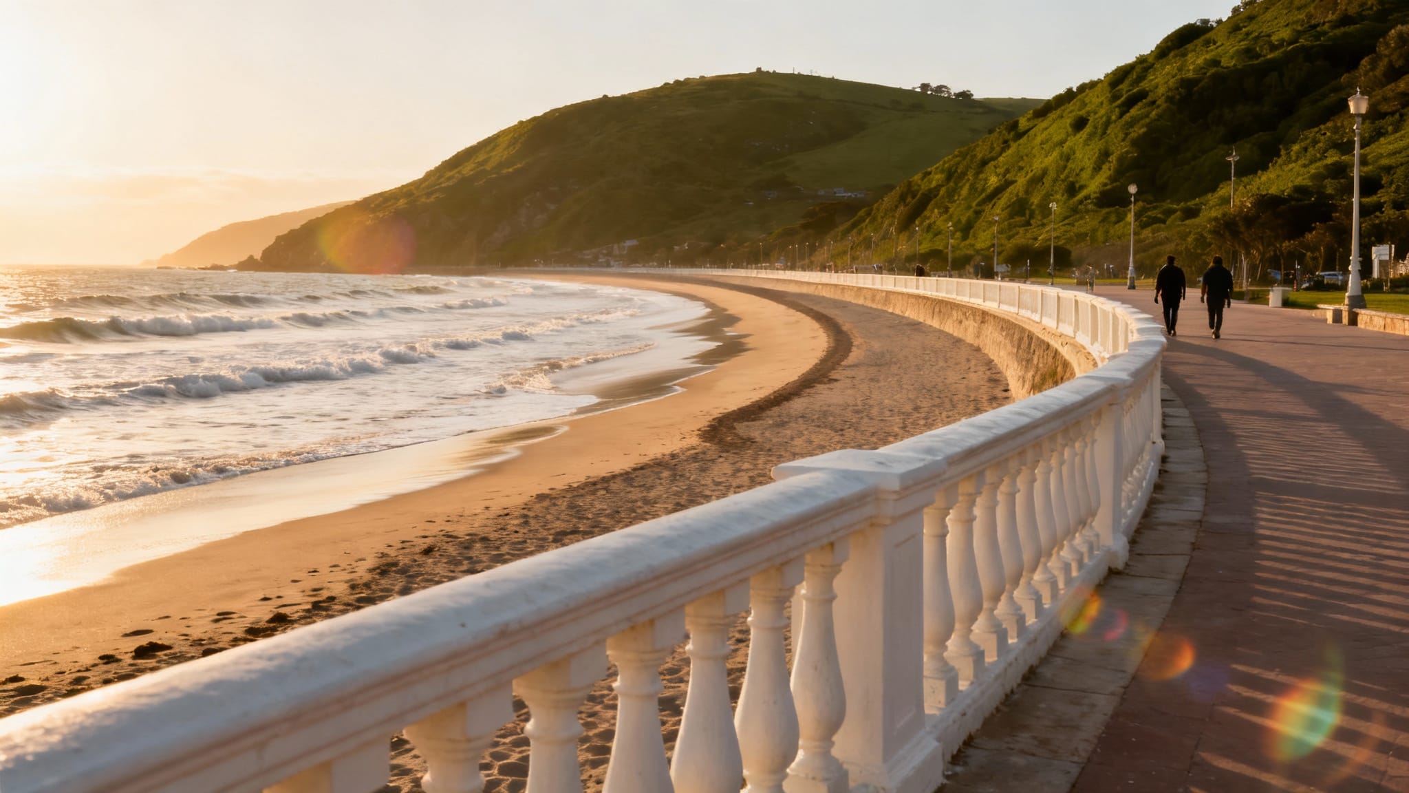 Baie et colline au coucher du soleil pour visiter le nord de l’Espagne