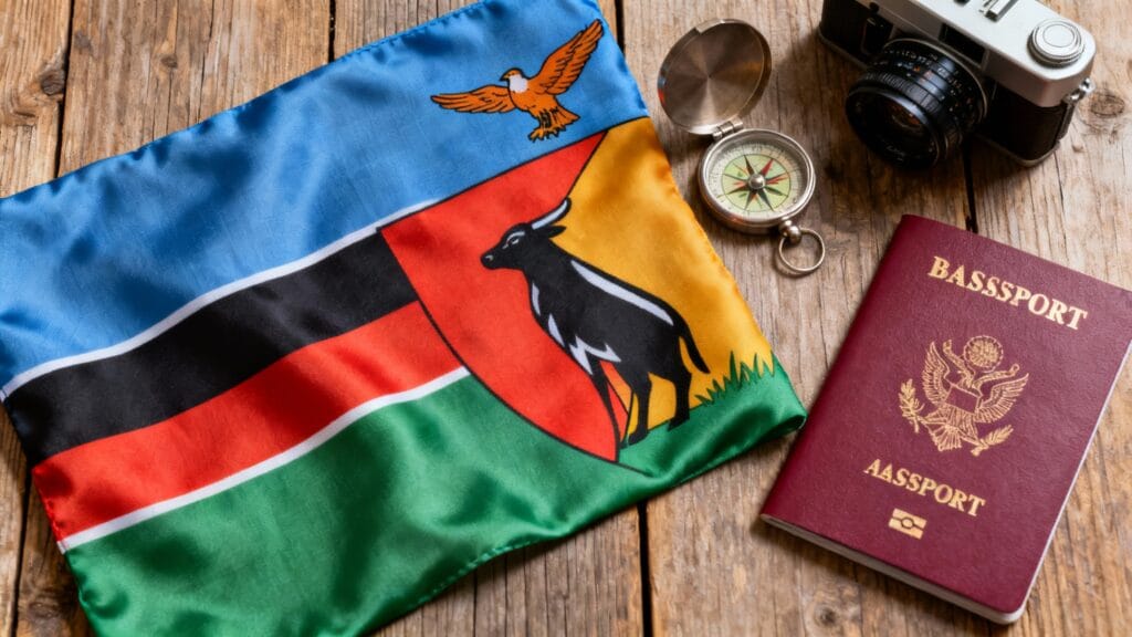 Drapeau de la Zambie avec accessoires de voyage