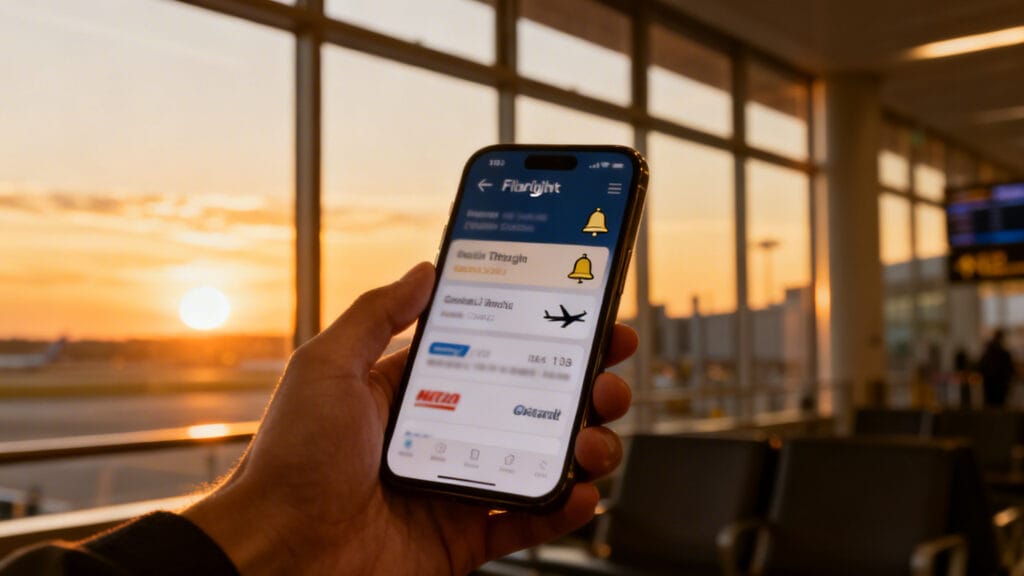 Alertes de vol push pour départ, retard et porte