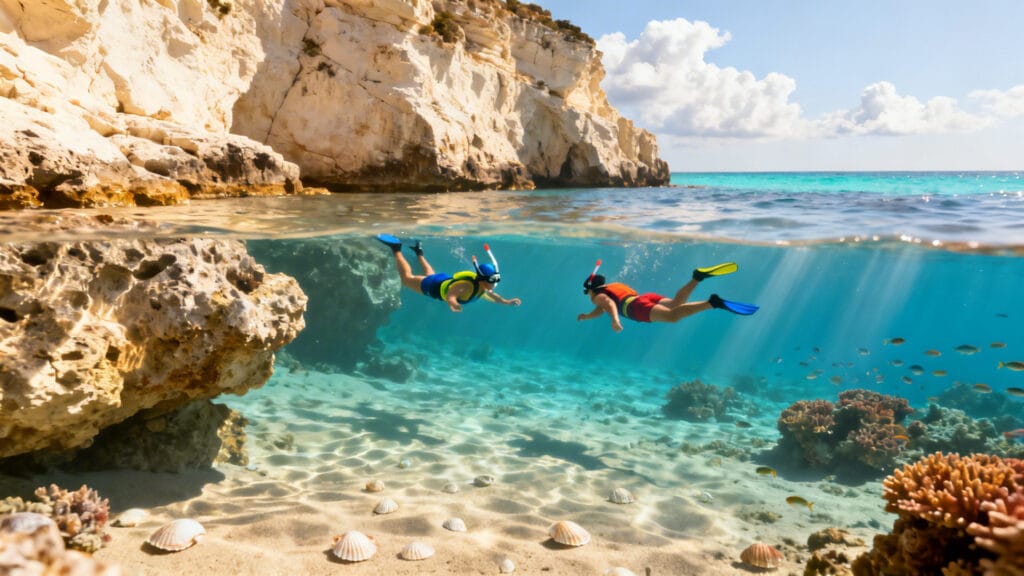 Baie méditerranéenne idéale pour le snorkeling en été