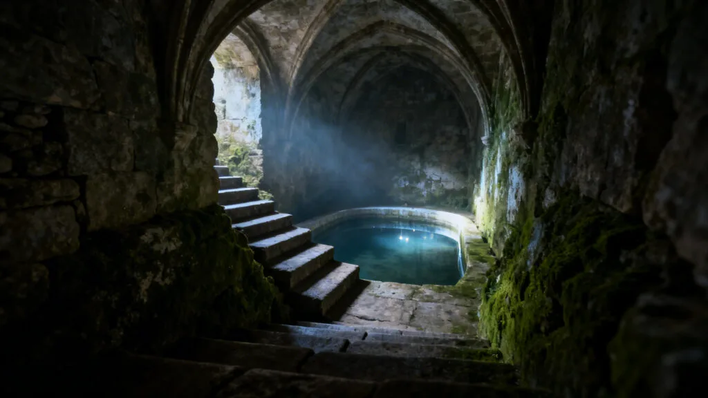 Bain rituel médiéval souterrain en pierre