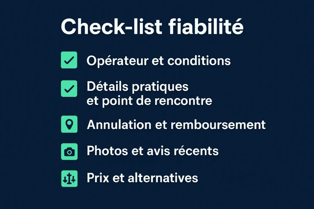 Check‑list fiabilité avant réservation et comparaison des offres