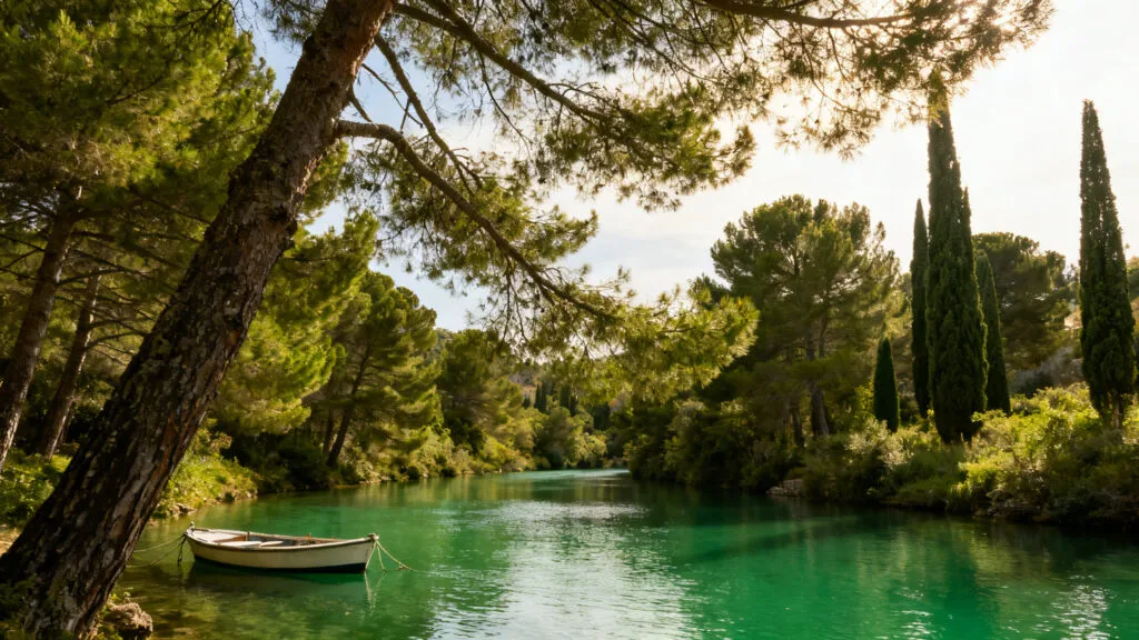 Crique ombragée à l’eau émeraude idéale en famille
