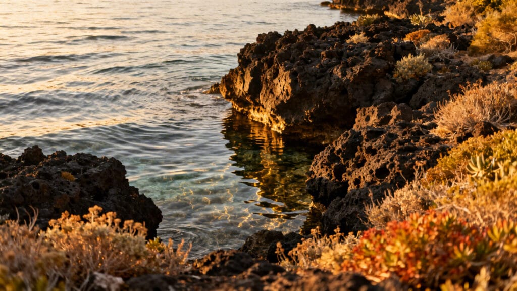Rivage rocheux et mer claire, escapade avril en Méditerranée