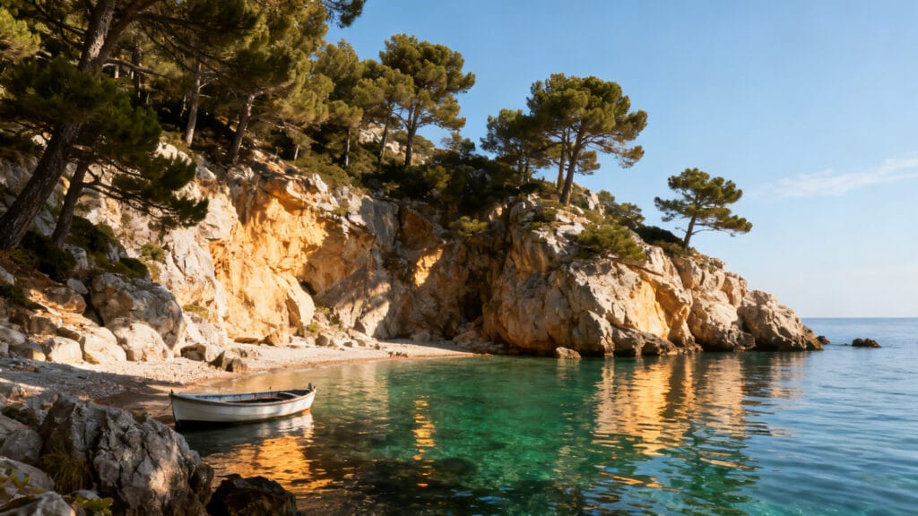 Crique méditerranéenne aux eaux claires en été