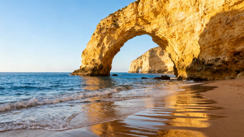 Falaises atlantiques et plage en été au Portugal