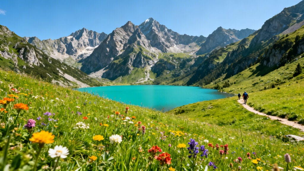 Lac de montagne pour éviter la canicule en août