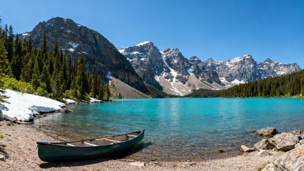 Lac glaciaire des Rocheuses pour août au frais