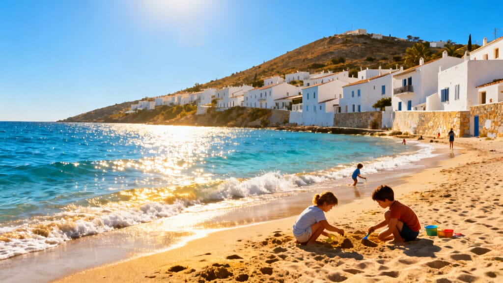 Plage familiale en Méditerranée pour avril à petit budget